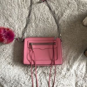 •REBECCA MINKOFF REGAN SHOULDER HANDBAG AND POMPOM